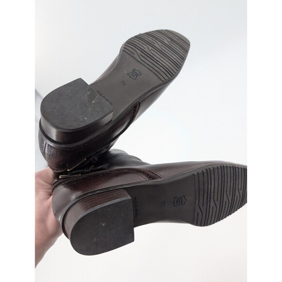 Talbots Layla Chocolate Brown Leather Low-Heel Square Toe Buckle Boots Size 7 - Picture 7 of 8